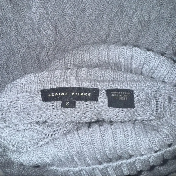 Jeanne Pierre Sweater Women’s S Gray Cable Knit Turtleneck Fisherman Pullover - Picture 5 of 8